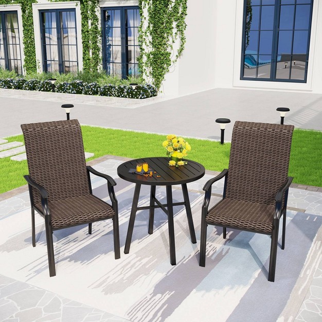 3pc Patio Conversation Set With Wicker Rattan Chairs amp Round Coffee Table Captiva Designs