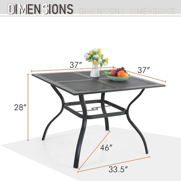 MAISON ARTS Metal Outdoor Patio Dining Sets 5 Pieces，4 Spring Motion Chairs with Cushions and 1 Square Metal Table