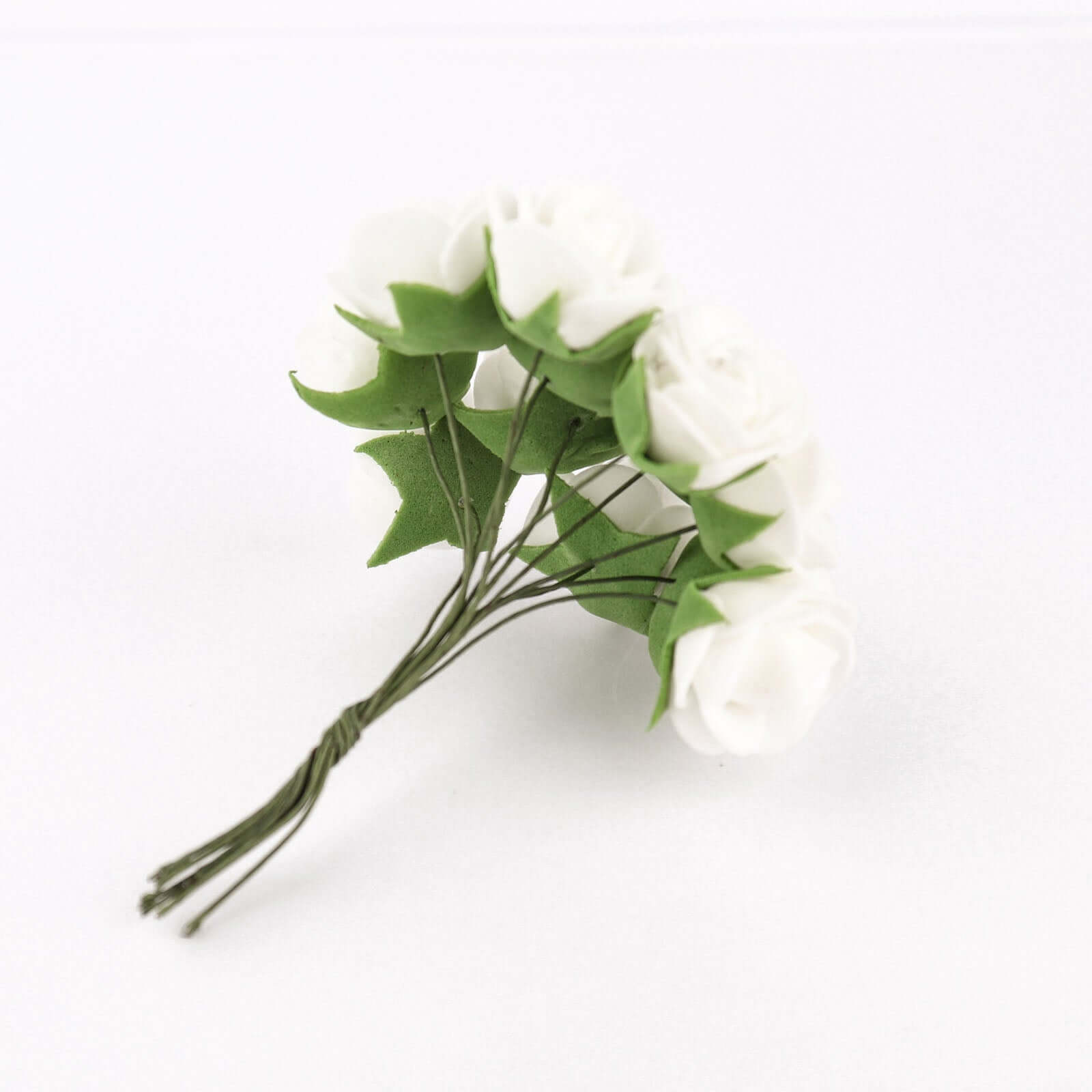 48 Roses White Real Touch Artificial DIY Foam Rose Flowers With Stem, Craft Rose Buds 1