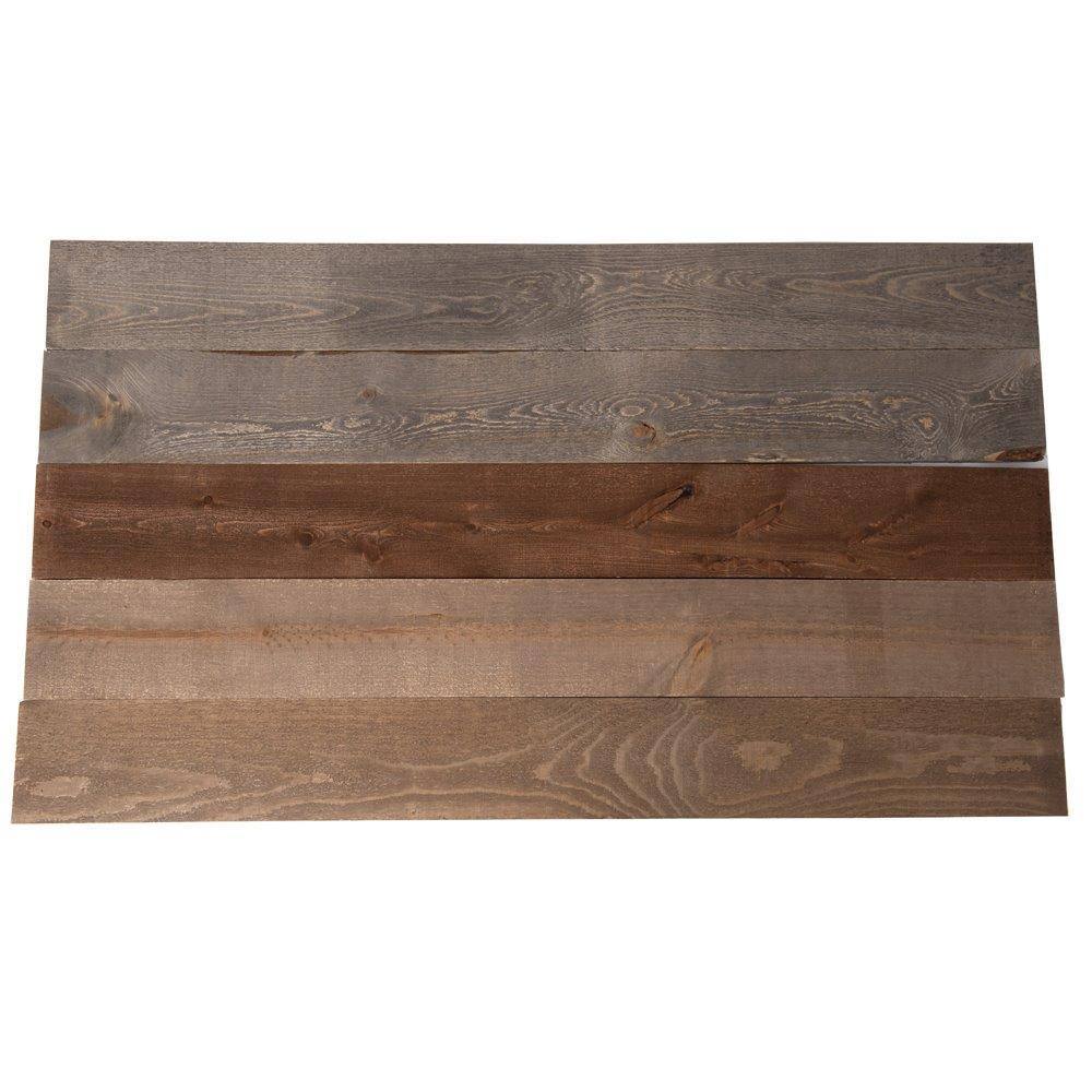 HARDWOOD REFLECTIONS 58in x 5-12in x 48in Rustic GreyBrown Pine Solid Wood Wall Paneling 1063CBDRB-4