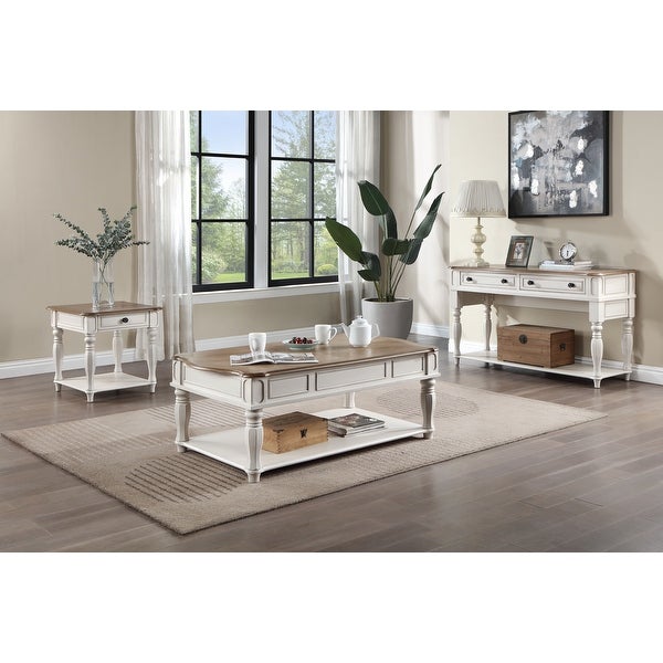 ACME Florian Coffee Table with Lift Top in Oak and Antique White