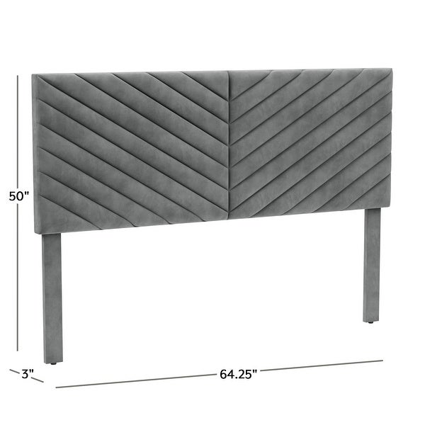 Crestwood Upholstered Chevron Pleated Queen Headboard， Gray - - 35386741