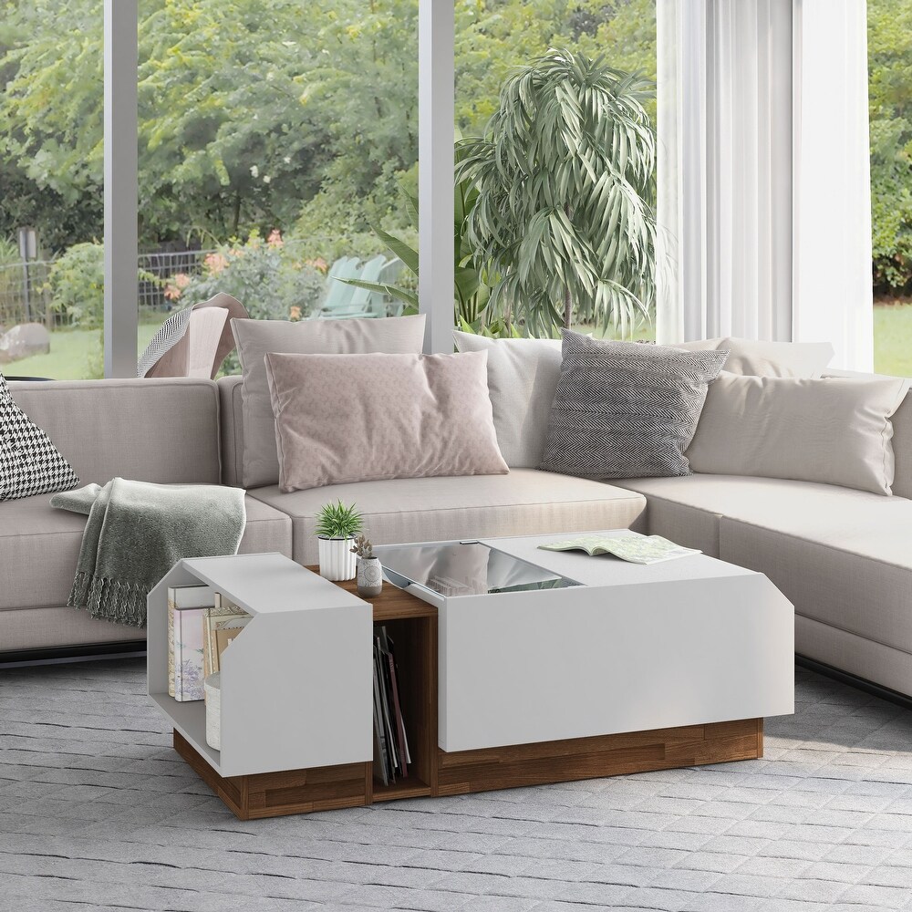 Podd Contemporary White 49 inch 3 Shelf Coffee Table by Furniture of America