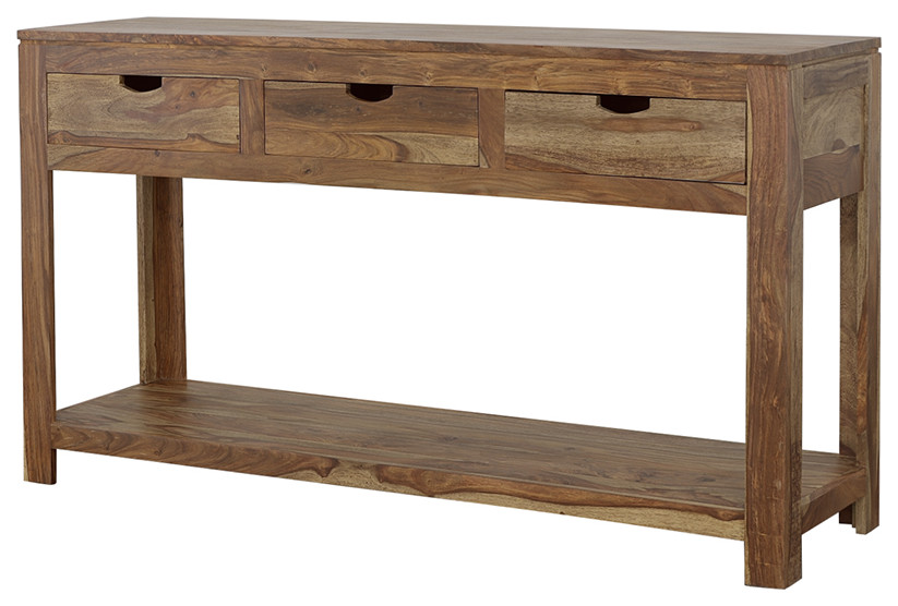 Esther 3 drawer Storage Console Table Natural Sheesham   Modern   Console Tables   by Modon  Houzz