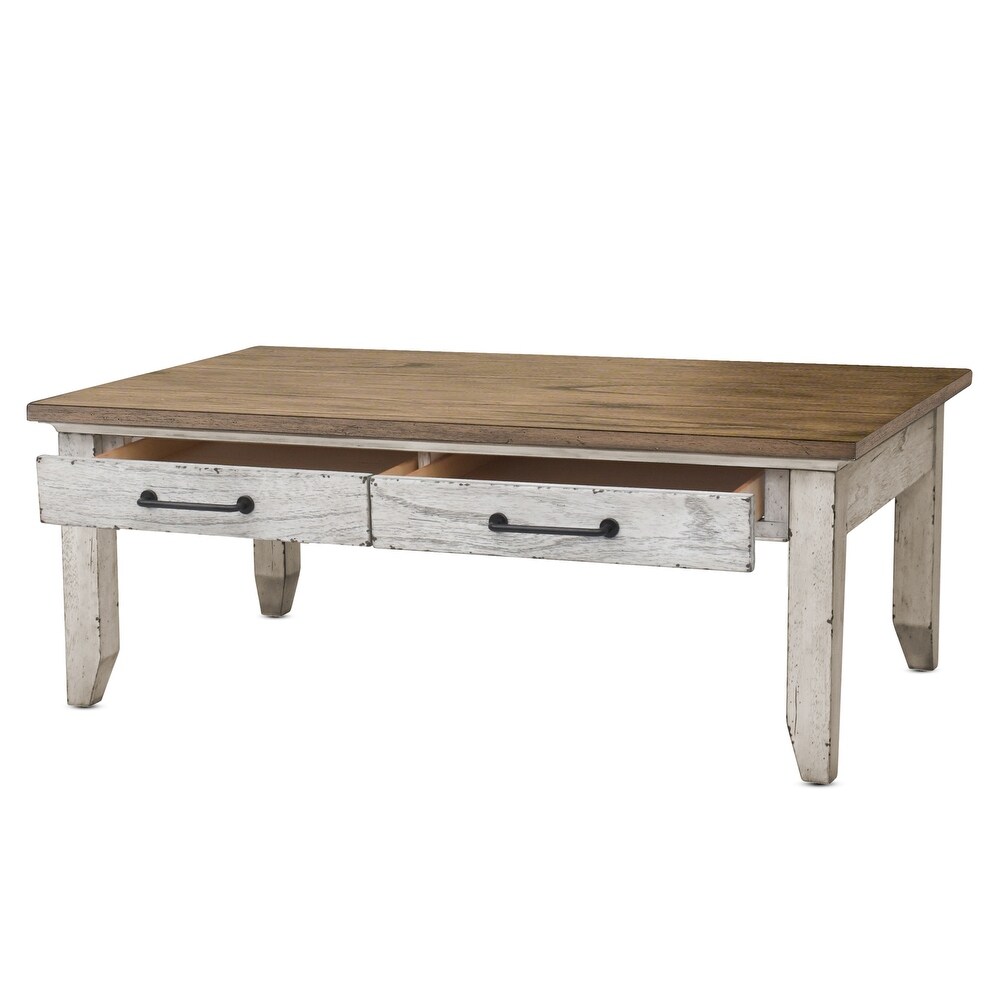 The Gray Barn Billings Creek Two Tone Ivory and Honey Coffee Table