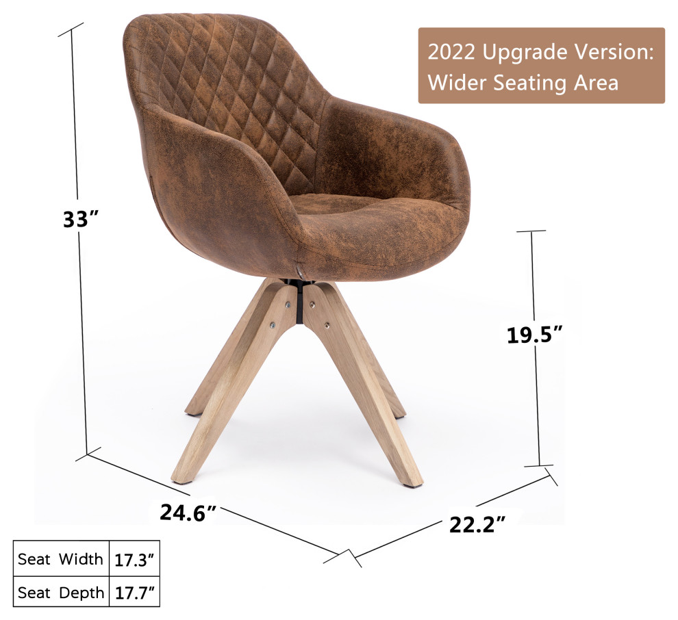 Swivel Desk Chair No Wheels Upholstered Dining Chair Armchair   Midcentury   Dining Chairs   by Kinwell Home  Houzz