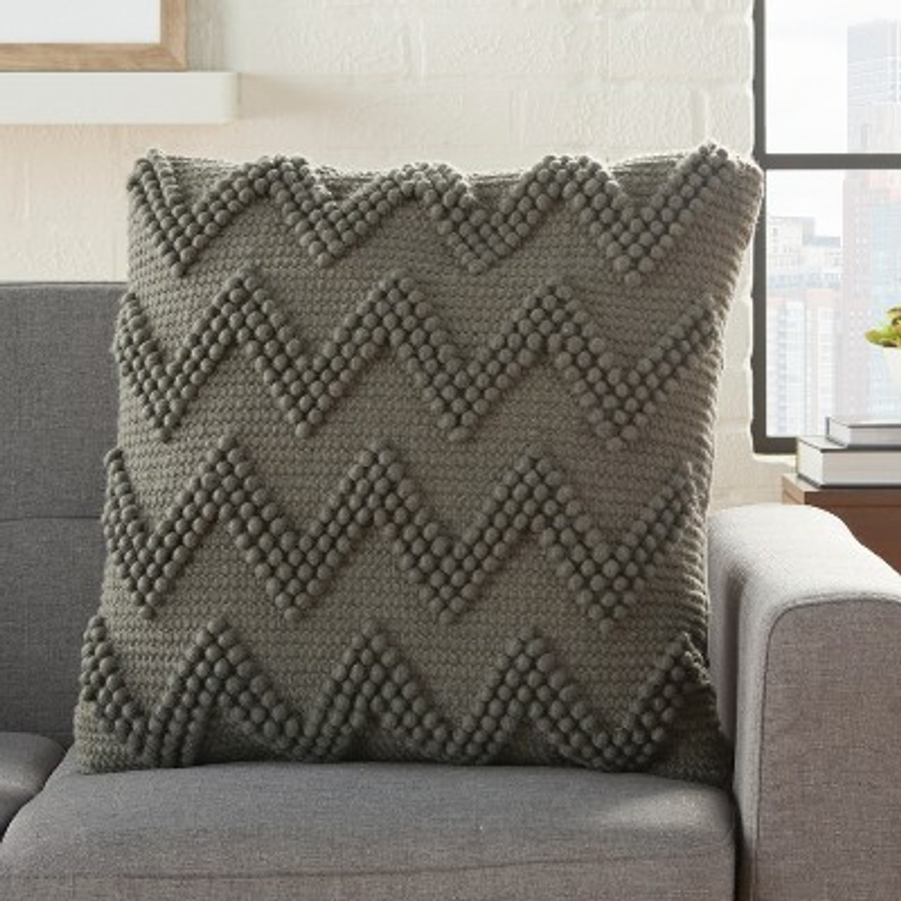 20x20 Chevron Oversize Square Throw Pillow Charcoal - Mina Victory