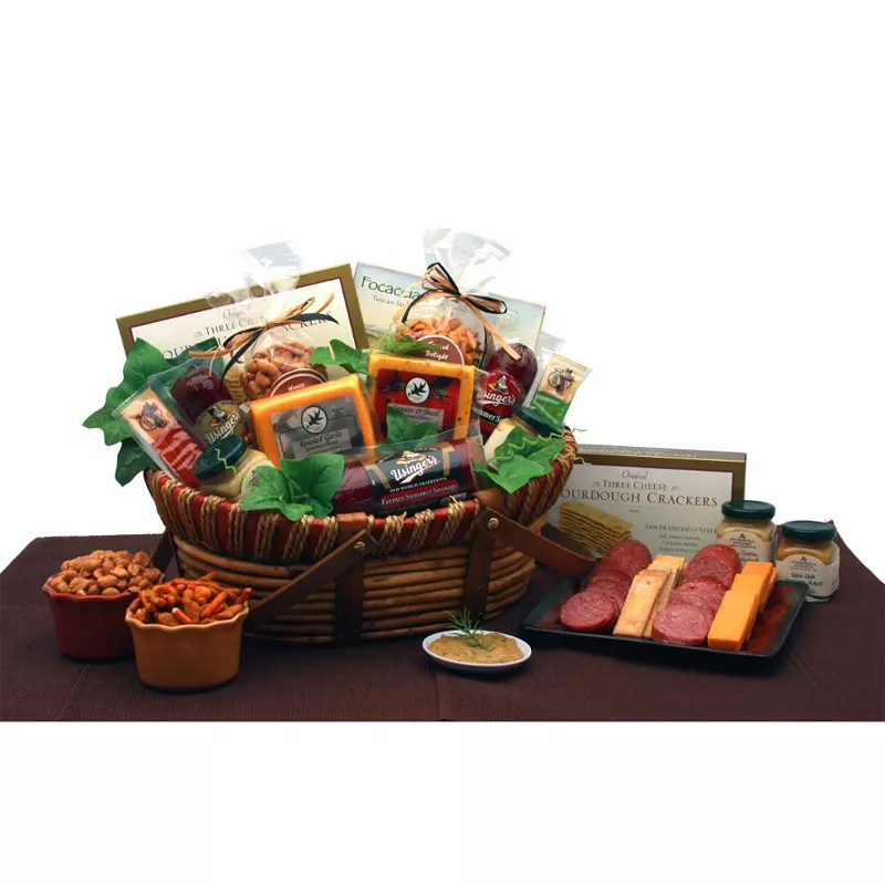 GBDS Savory Favorites Meat and Cheese Gift Basket - meat and cheese gift baskets