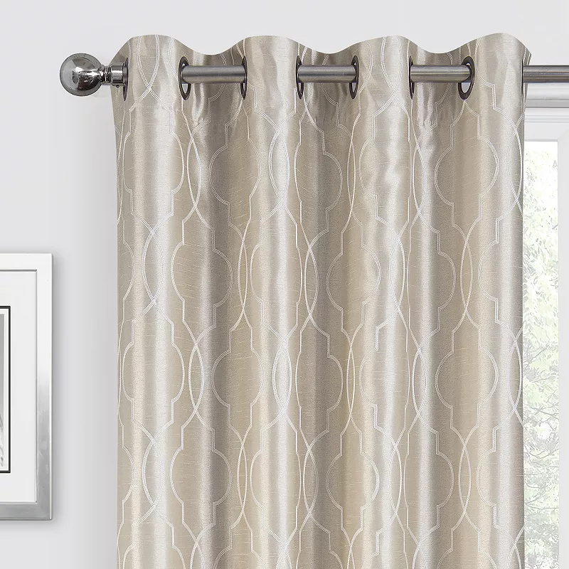 Regal Home 2 Embroidered Faux Silk Window Curtain Panels