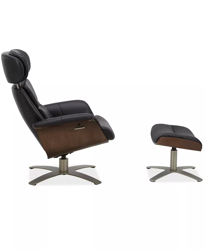 Furniture Janer Leather Swivel Chair and Ottoman Set