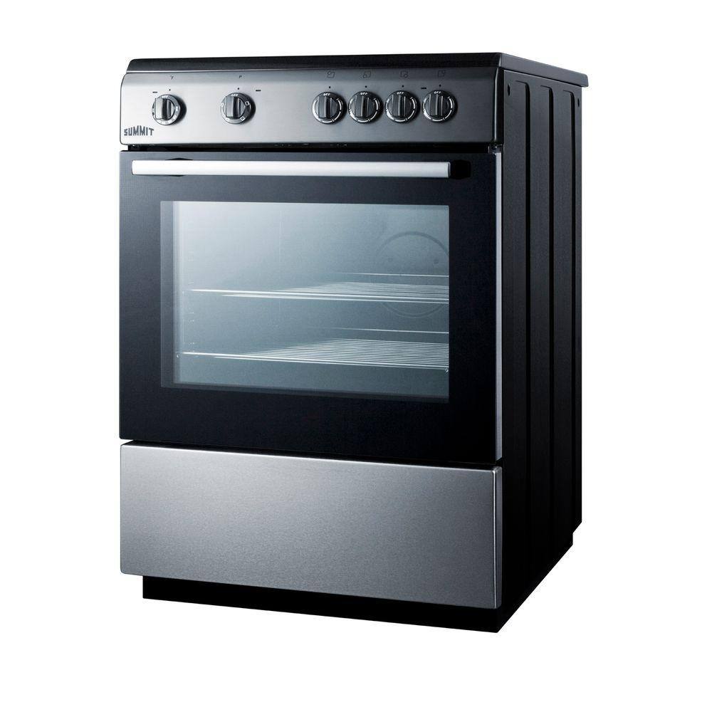 Summit Appliance 24 in. 2.4 cu. ft. Slide-In Electric Range in Stainless Steel CLRE24E