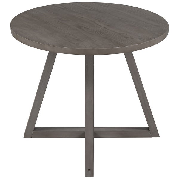 Wood Round Dining Table with X-shape Legs for Small Places， Gray