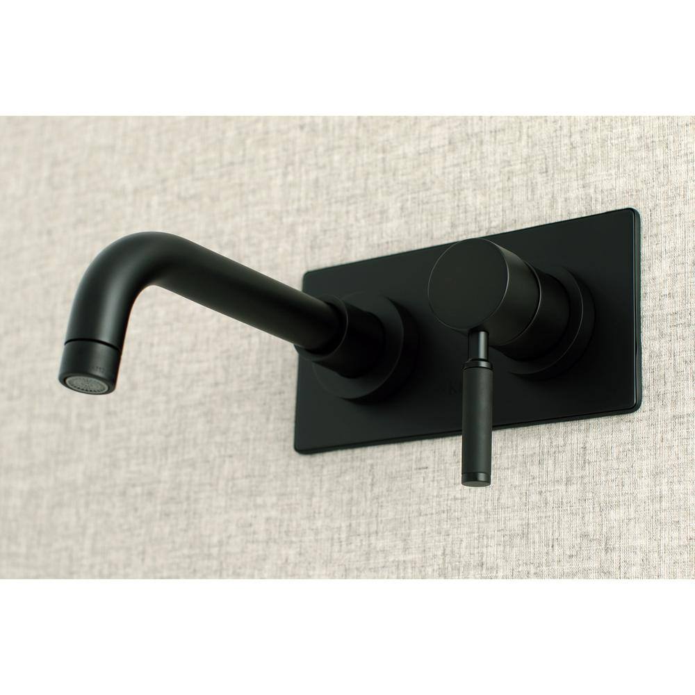 Kingston Brass Kaiser Single-Handle Wall Mount Bathroom Faucet in Matte Black HKS8110DKL