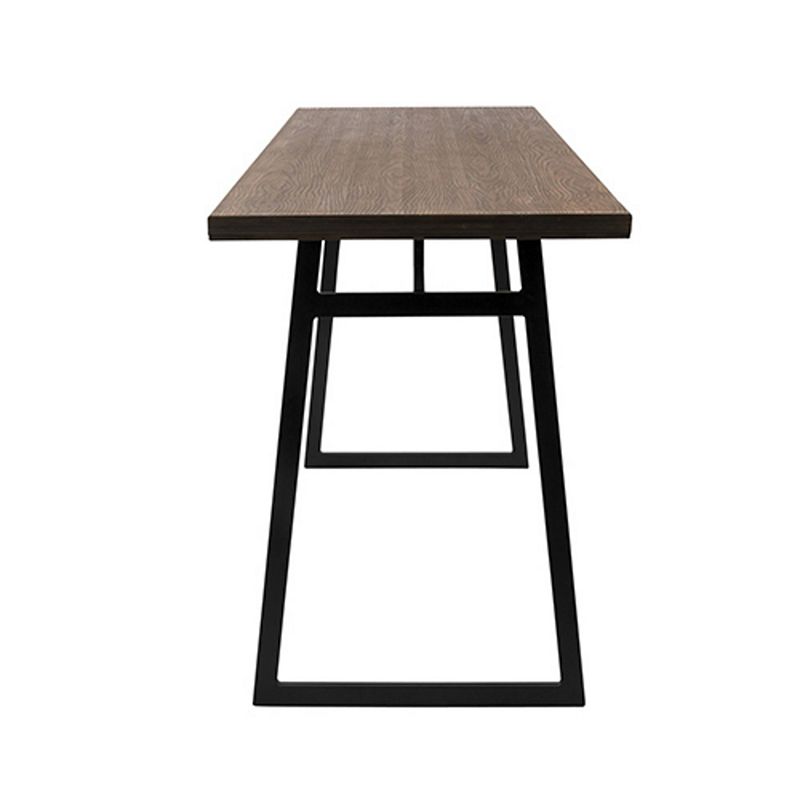 60 in Brown Wood Top with Black Metal Legs Industrial Geo Counter Table