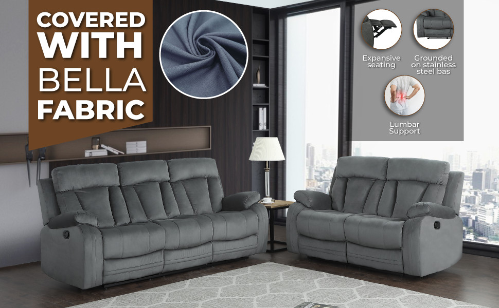 Axel Contemporary Microfiber Recliner  3 Piece Set   Contemporary   Living Room Furniture Sets   by Luxuriant Furniture  Houzz