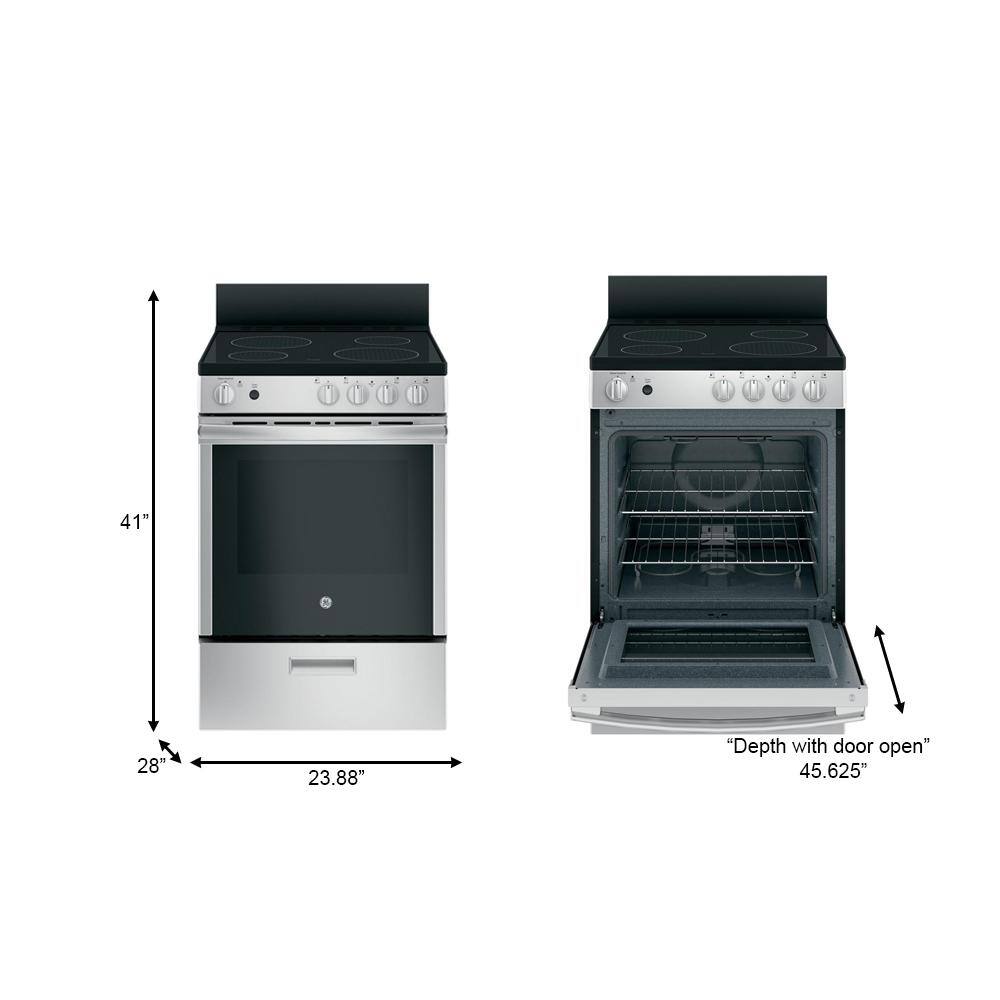 GE 24 in. 2.9 cu. ft. Element Freestanding Electric Range in Stainless Steel JAS640RMSS