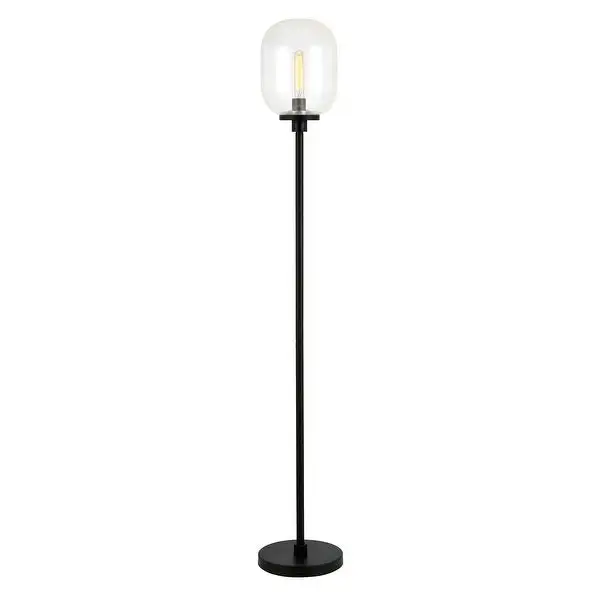 Agnolo Handmade Seeded Glass Blackened Bronze Floor Lamp