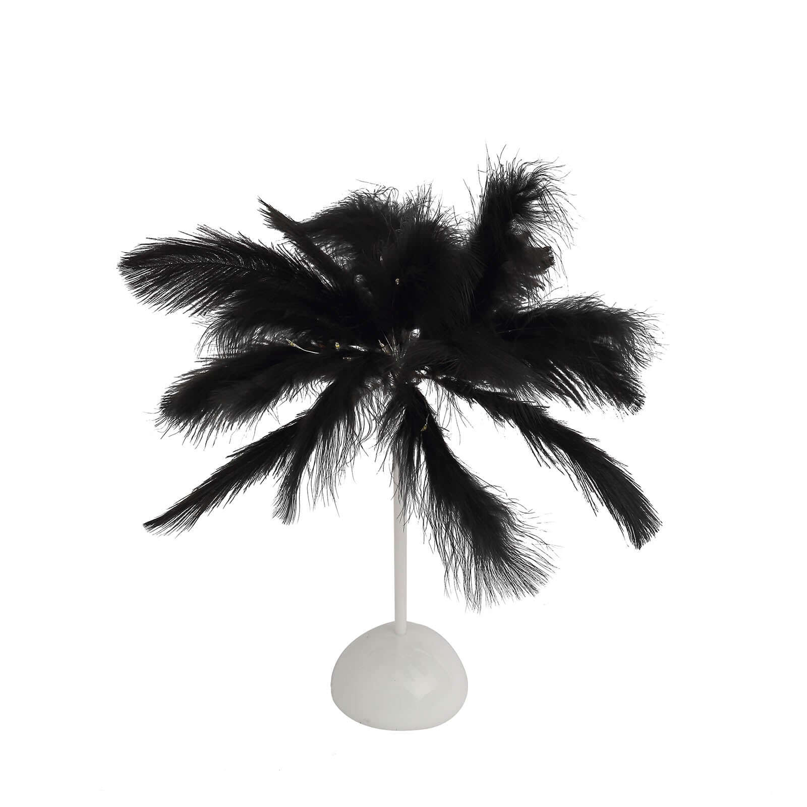 LED Black Ostrich Feather Table Lamp Desk Light, Battery Operated Cordless Wedding Centerpiece 15