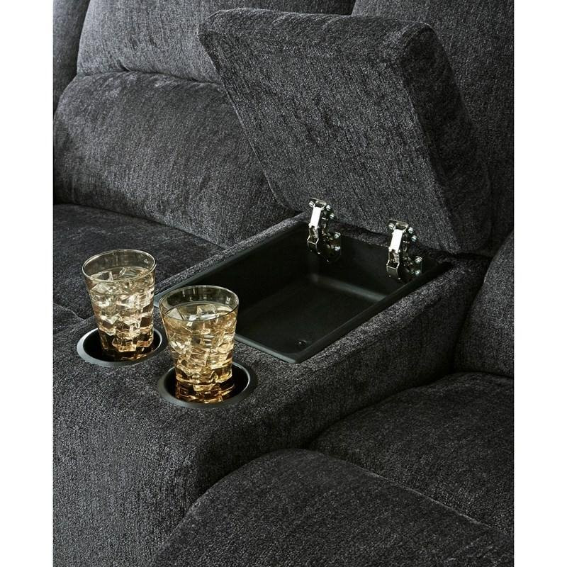 Signature Design by Ashley Draycoll Power Reclining Loveseat in Slate   Transitional   Loveseats   by Homesquare  Houzz