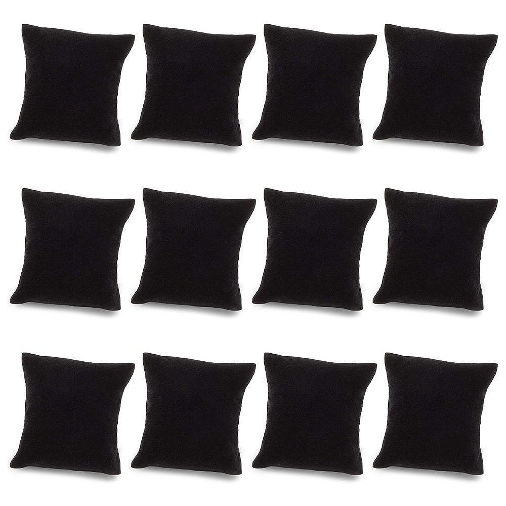 Juvale Bracelet Pillow Display 12 Pack Velvet Jewelry Display Pillow 3 x 3 inches   Black