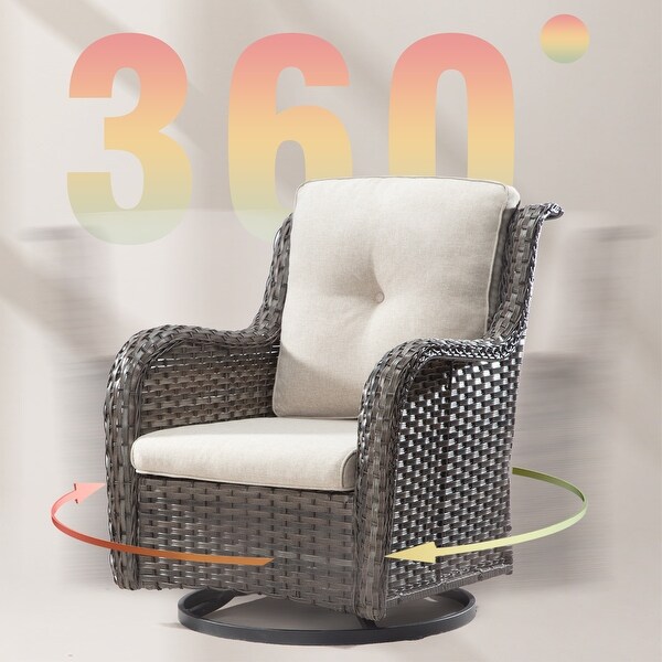 Cozywor 3Piece Wicker Patio Swivel Outdoor Rocking Chair Set