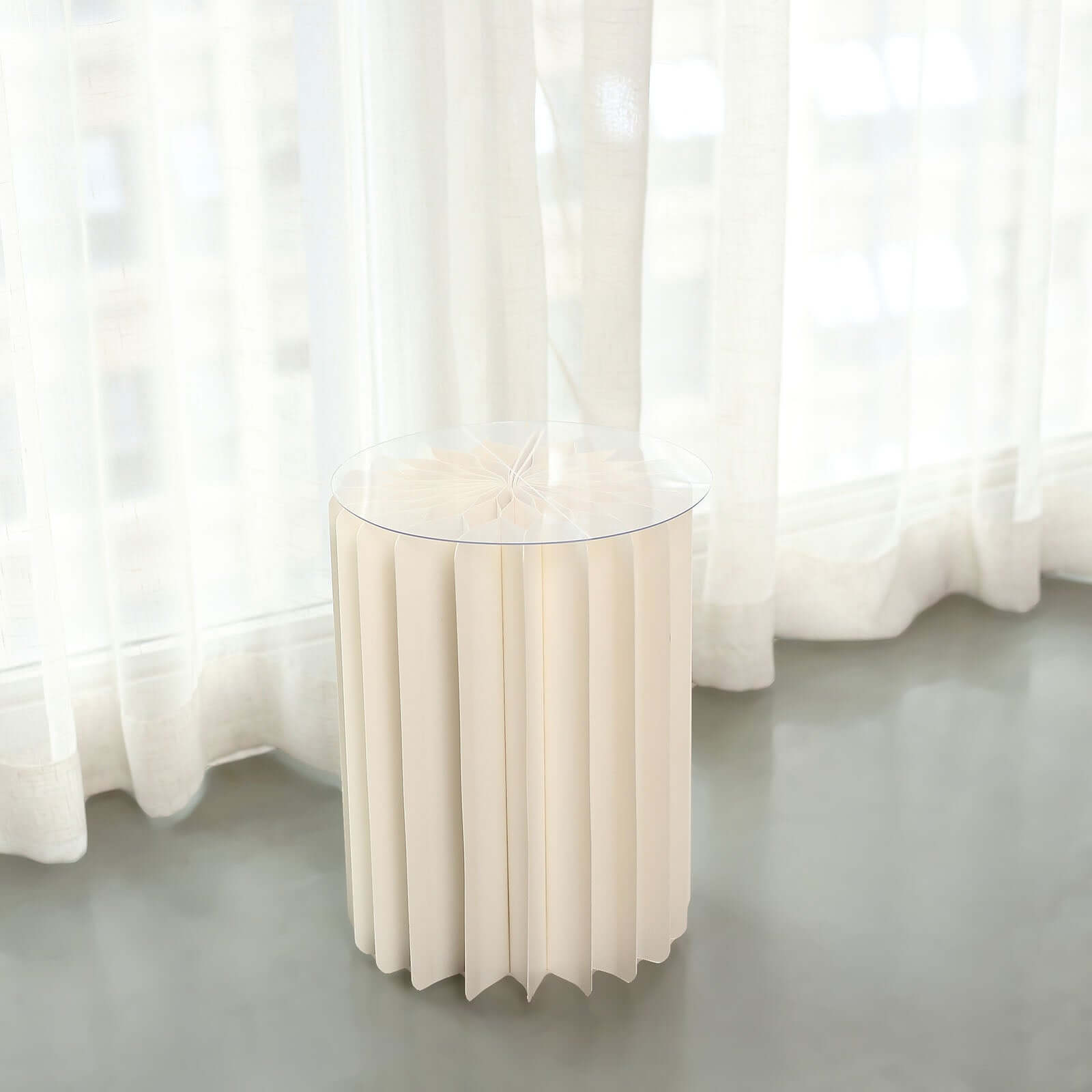 Ivory Cylinder Pillar Pedestal Stand, Display Column Stand With Top Plate 16