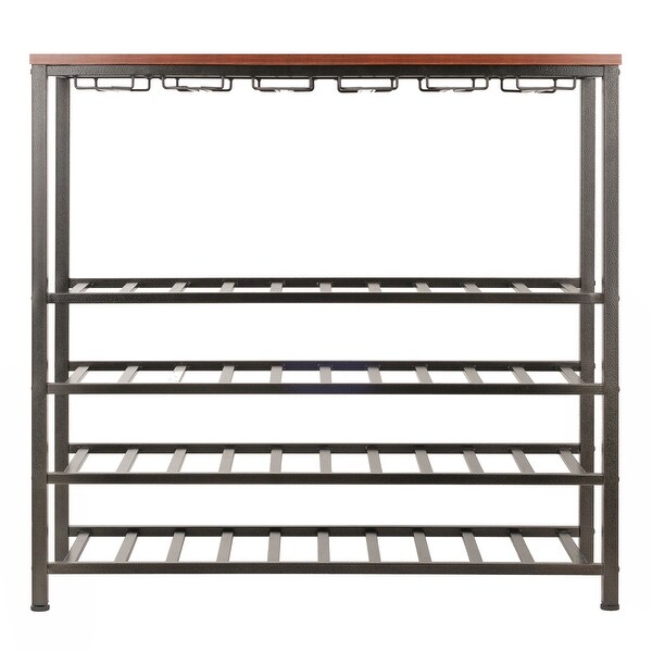 Wood Michelle Wine Rack， Antique Bronze and Walnut Finish - Bronze and Walnut