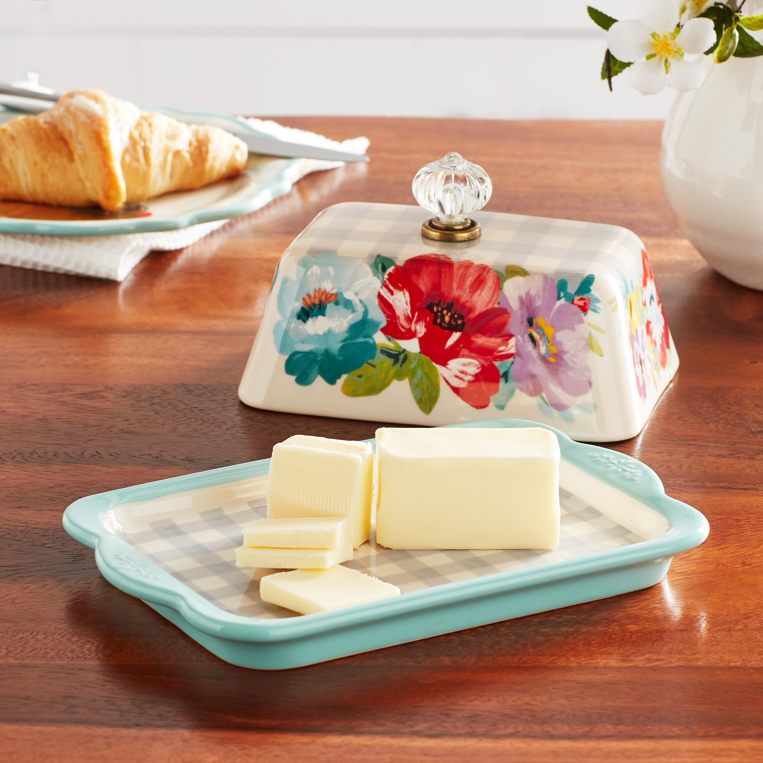 The Pioneer Woman Sweet Romance Butter Dish + Cream and Sugar Set