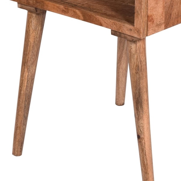 24 Inch Farmhouse Wooden Square End Table with Open Compartment， Oak Brown - 20 L X 20 W X 24 H