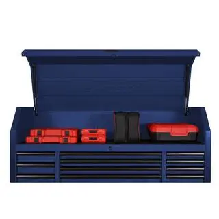 Husky 56 in. W x 22 in. D Heavy Duty 23-Drawer Combination Rolling Tool Chest and Top Tool Cabinet Set in Matte Blue HOTC5623BL2S