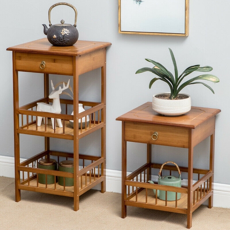 Solid Wood End Table With Storage