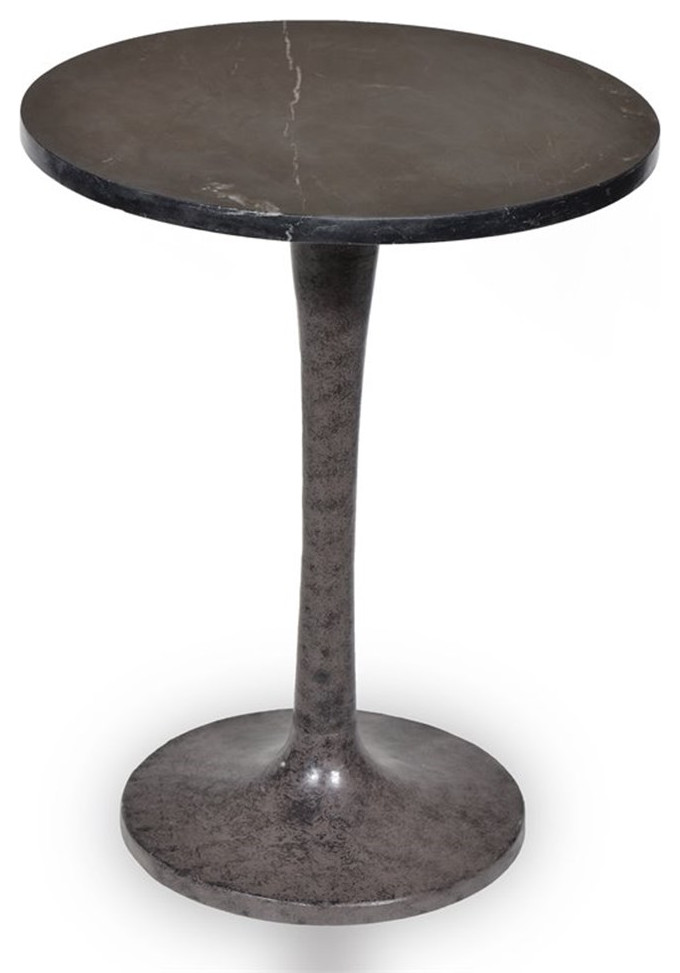 Pemberly Row Mid Century Marble Top Accent Table in Black and Industrial   Industrial   Side Tables And End Tables   by Homesquare  Houzz