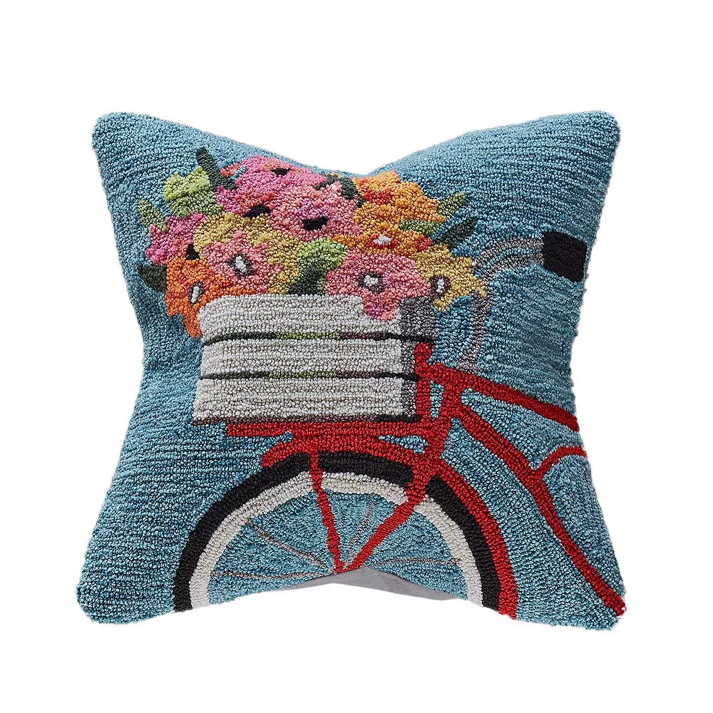 Liora Manne Frontporch Bike Ride Indoor Outdoor Throw Pillow