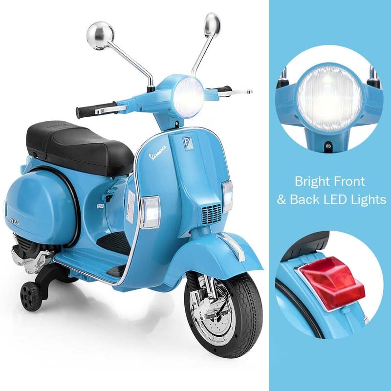 6V Kids Ride on Vespa Scooter Battery Powered Electric Riding Toy Motorcycle with Training Wheels