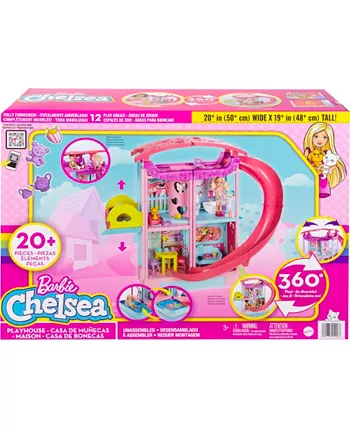 Barbie Chelsea Playhouse with Slide  Pool  Ball Pit  Pet Puppy and Kitten  Elevator  and Accessories