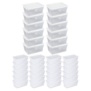 Sterilite 16 Qt. Plastic Storage Container in Clear 12-Pack and 6 Qt. Plastic Storage Container in Clear 24-Pack 12 x 16448012 + 24 x 16428012