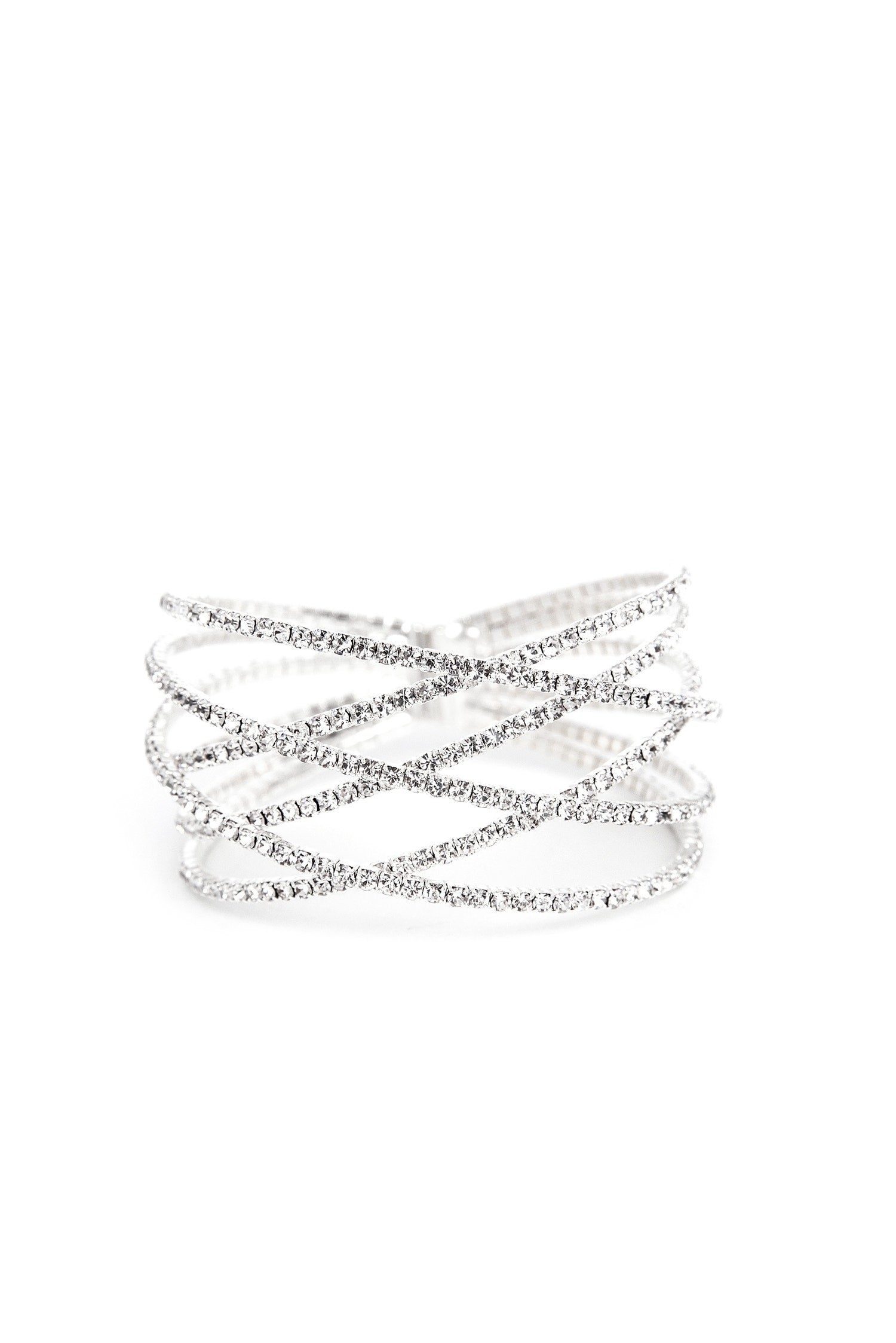 Rhinestone Lattice Cuff Bracelet