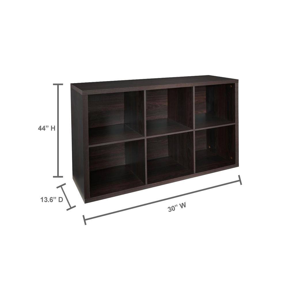 ClosetMaid 44 in. H x 30 in. W x 14 in. D Black Walnut Wood Look 6-Cube Storage Organizer 4109