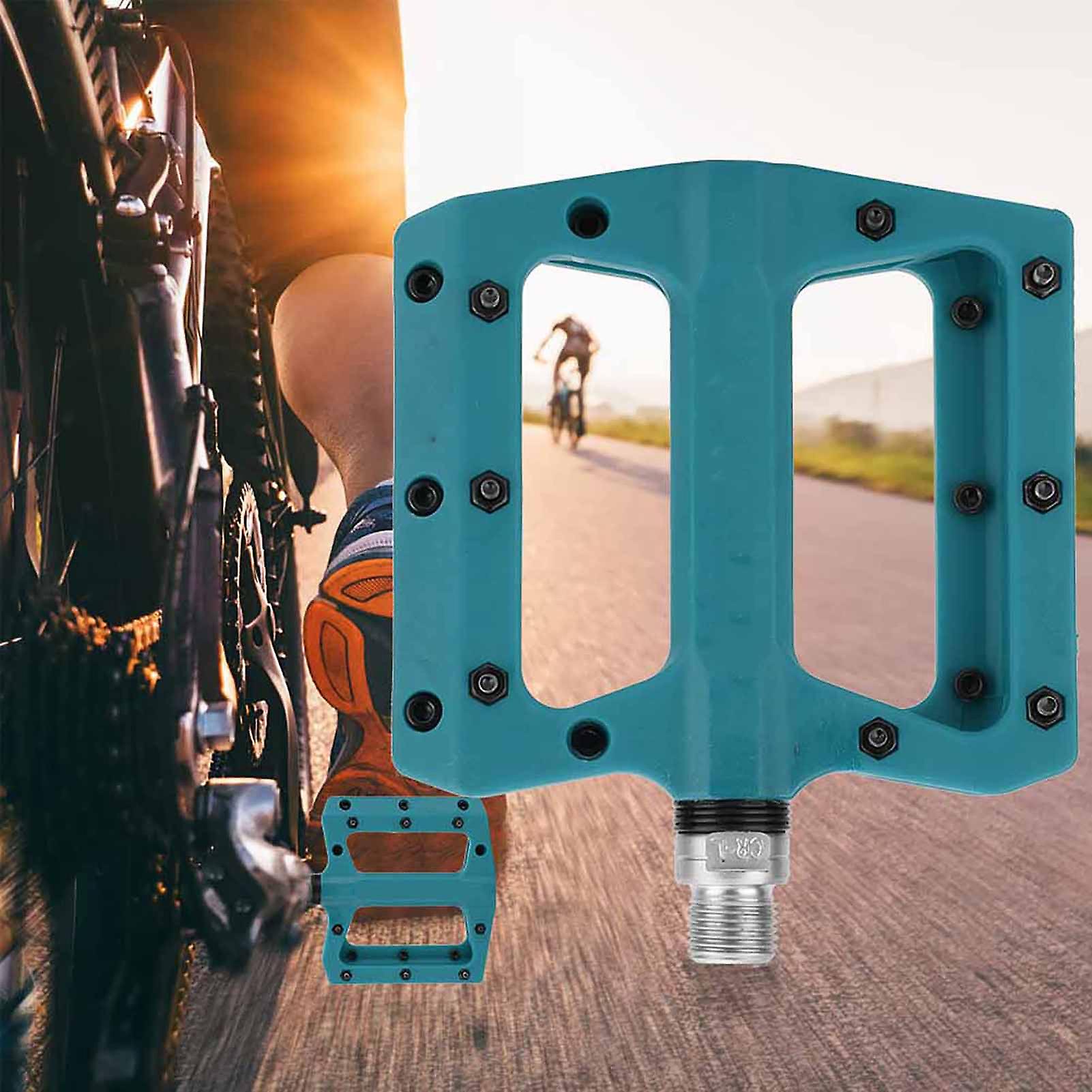 1 Pair Nylon Plastic Mountain Bike Pedal Lightweight Bearing Pedals For Bicycle(blue)