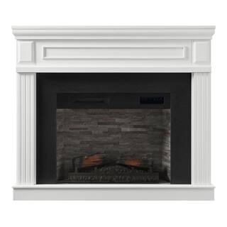 StyleWell Grantley 50 in. W Freestanding Electric Fireplace Mantel in White 150632