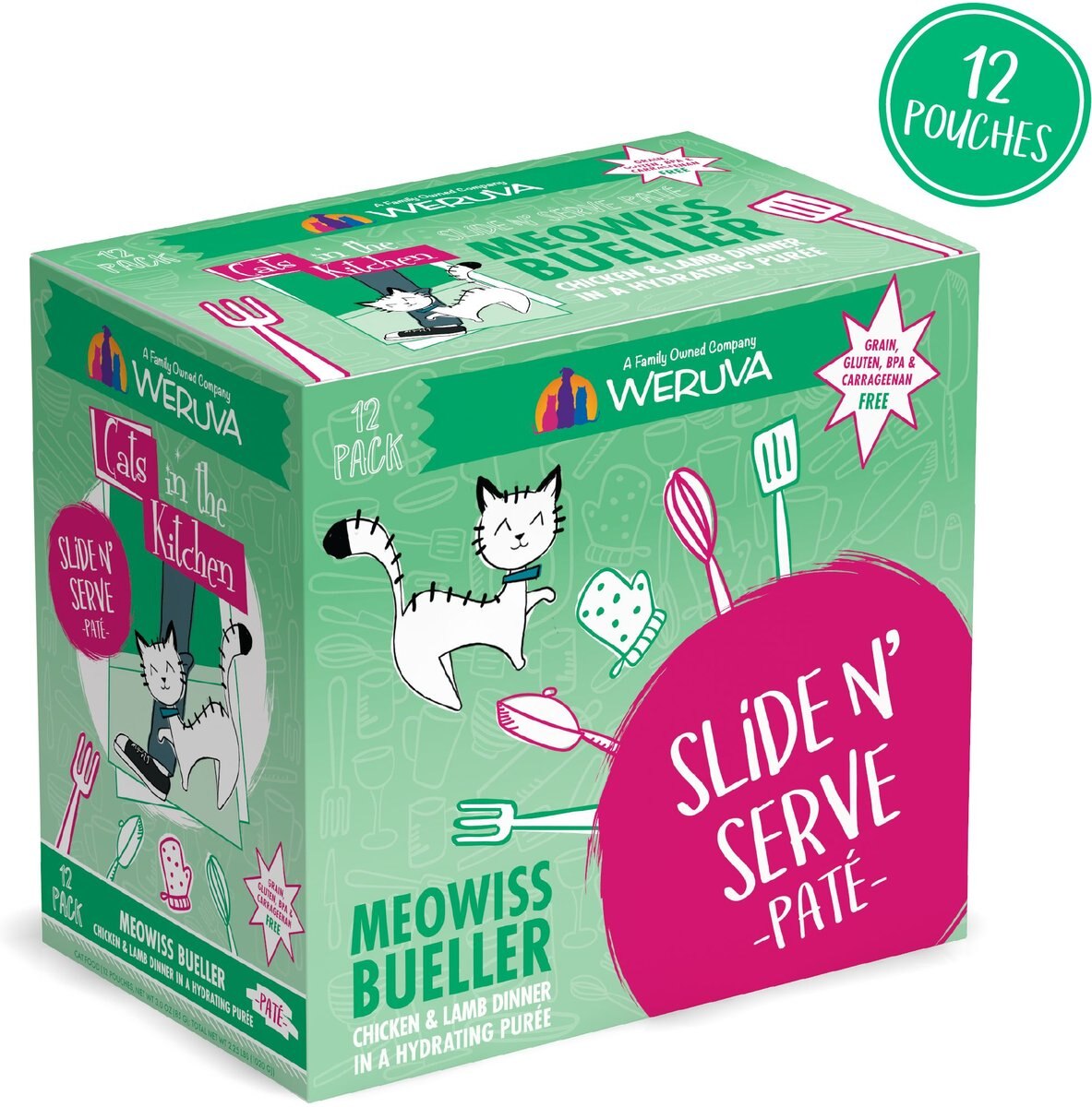 Weruva Cats in the Kitchen Meowiss Bueller with Chicken and Lamb Grain-Free Cat Food Pouches