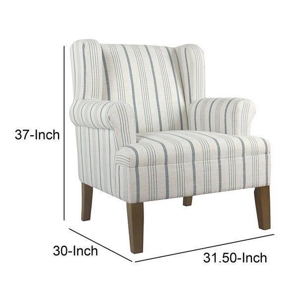 Fabric Upholstered Wooden Accent Chair with Wing Back， Multicolor