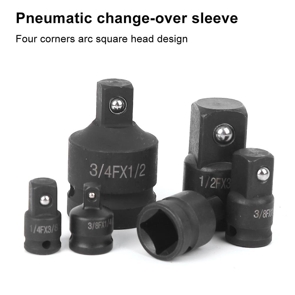 6pcs/set Impact Socket Converter Reducer Adapter Set 1/2in 1/4in 3/8in 3/4in