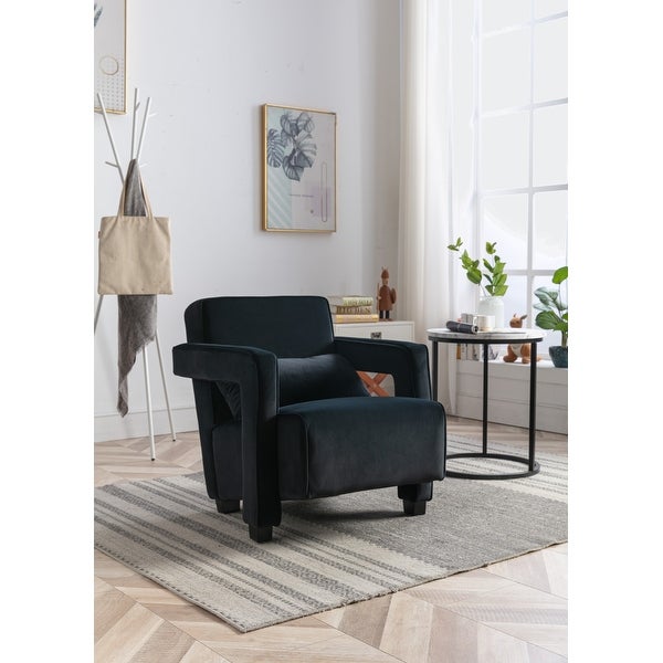 Velvet Open Back Upholstered Armchair with Pillow