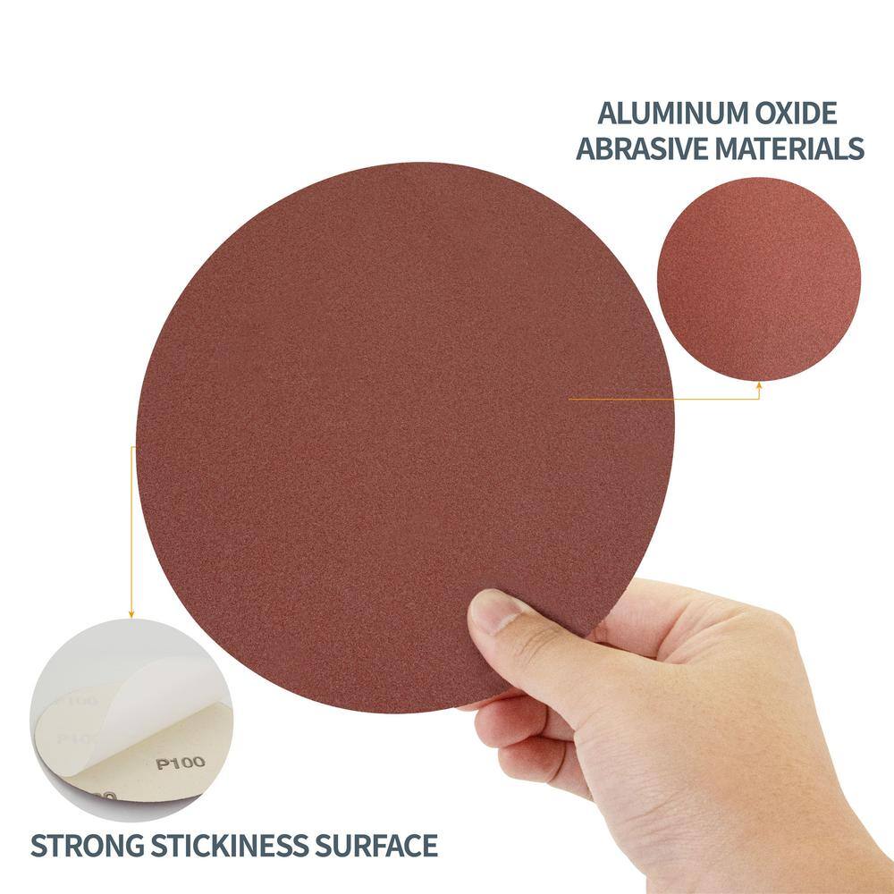 POWERTEC 8 in. 120 Grit PSA Aluminum Oxide Sanding DiscSelf Stick (10-Pack) 110560