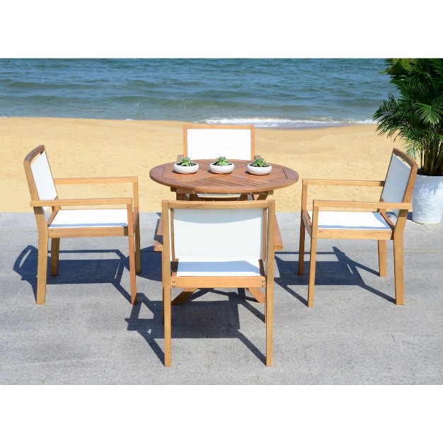 Chante 5 Piece Patio Outdoor Dining Set Natural Safavieh