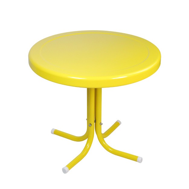 Outdoor Retro Metal Tulip Side Table Yellow