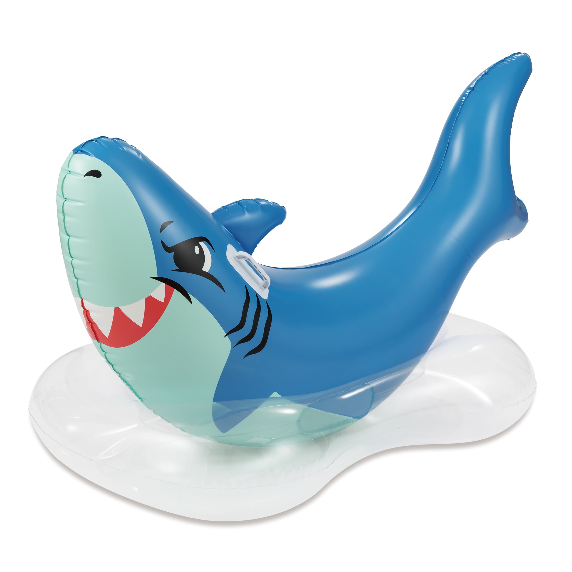 Inflatable Shark Ride-on Pool Float, Blue, for Kids and Adults