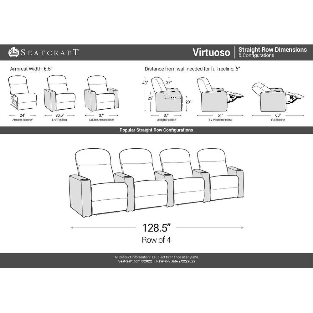 Seatcraft Virtuoso Heat   Massage Power Home Theater Seats