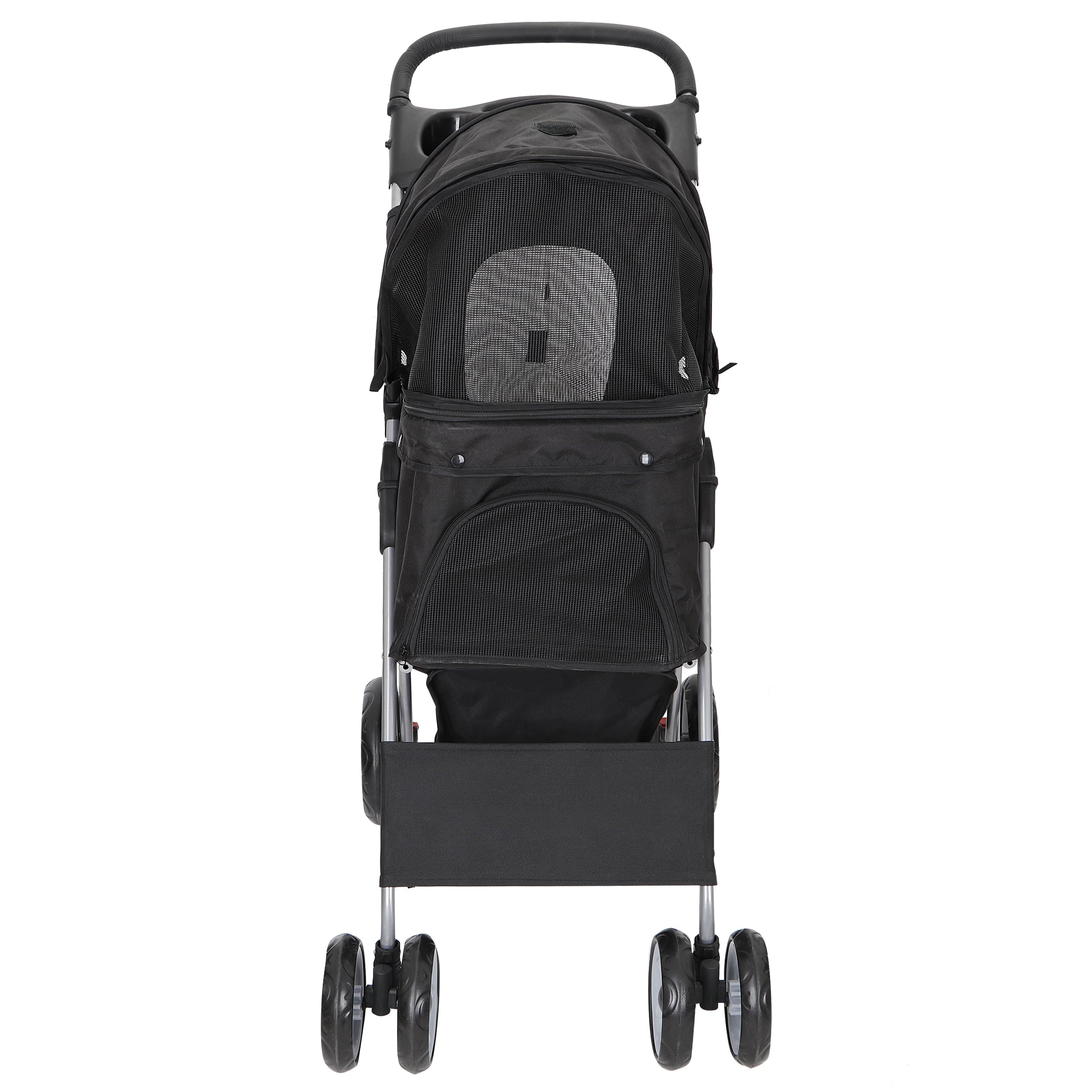 ZENY 4 Wheel Foldable Dog Pet Stroller - Black